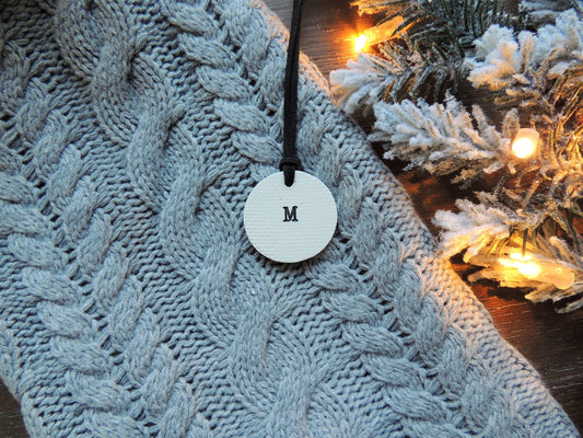 simple tree ornament for him with black letter
