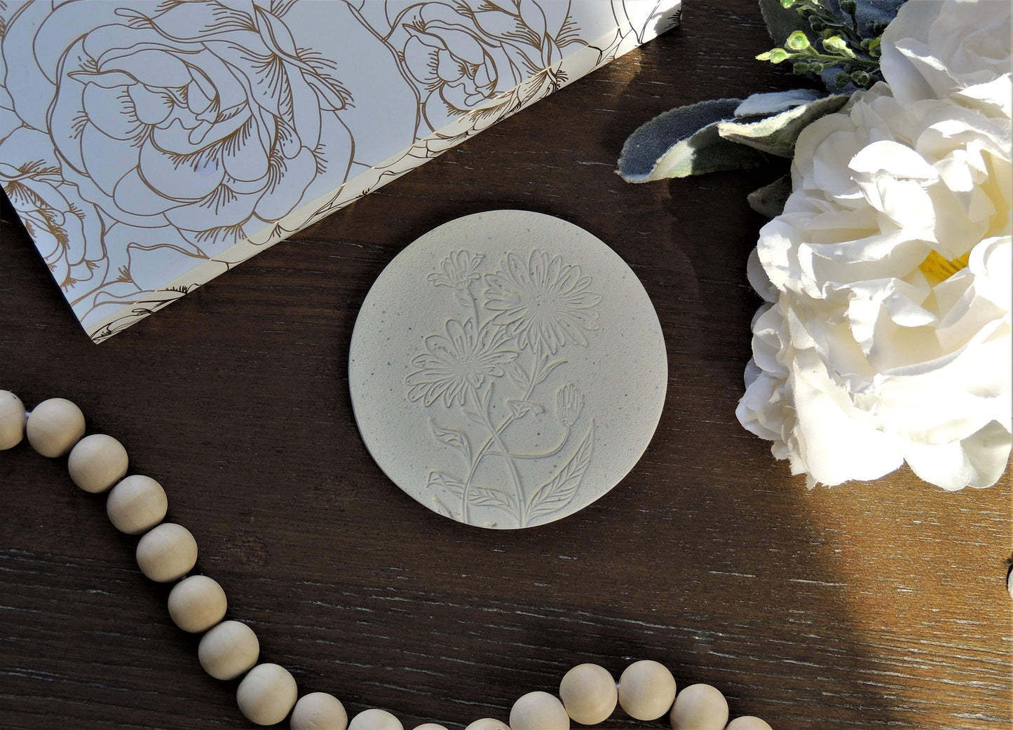 handmade jewelry dish with flowers for bride