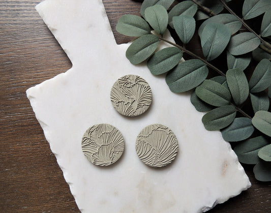 light olive green botanical abstract magnet, set of 3, earthy tones