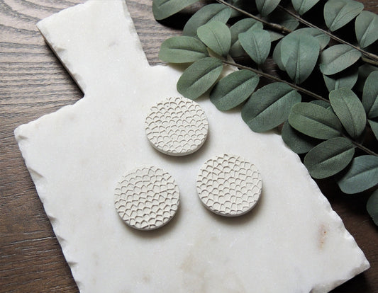 scale pattern magnets made from white clay