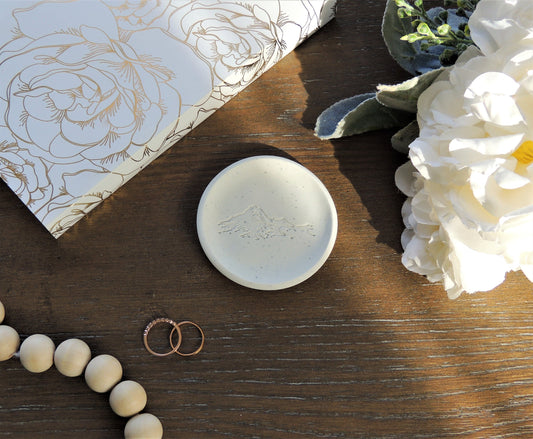 mountain themed ring dish, perfect gift for outdoorsy couple