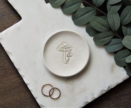 mushroom dish in white speckled clay, gifts for bridal shower
