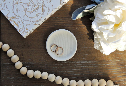 photography prop ring dish, simple white, flat lay kit props