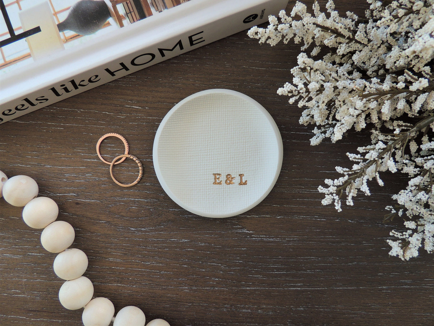 Textured Initials Personalized Jewelry Dish
