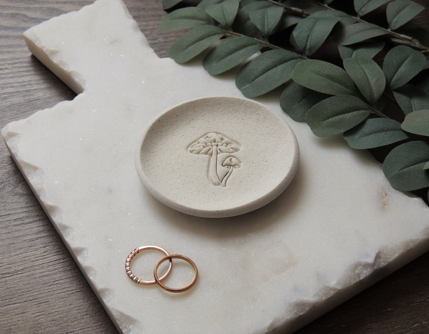 mushroom jewelry dish in white clay, perfect gift for her